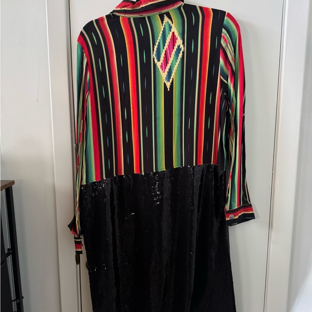 Stripe with black sequin bottom duster